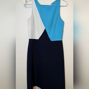 Blue Colorblock Sleeveless Dress